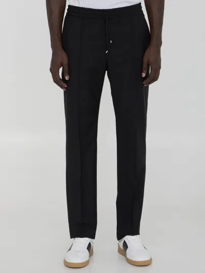 Valentino Straight-leg Drawstring Cotton Trousers In Black