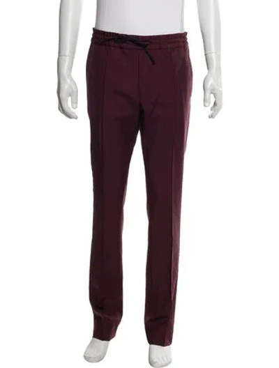 Pre-owned Valentino Wool Pants In Burgundy