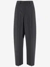 Valentino Wide-leg Wool Pant With Front Pleats In Grigio Melange