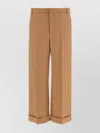 Valentino Wool Pants With Cuffed Hem And Pleated Front In Brown
