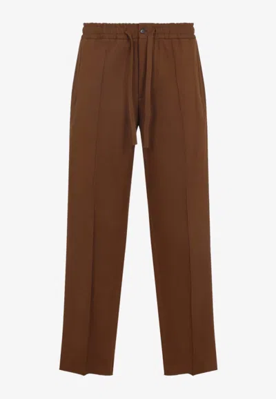 Valentino Wool Pants With Elastic-waist In Brown