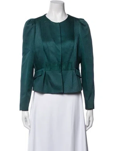 Pre-owned Valentino Wool Patterned Jacket In Green