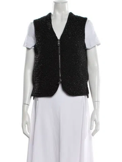 Pre-owned Valentino Wool Patterned Vest In Black