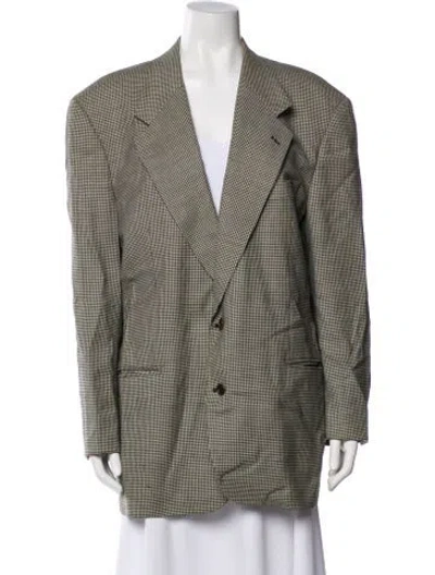 Pre-owned Valentino Wool Plaid Print Blazer In Black