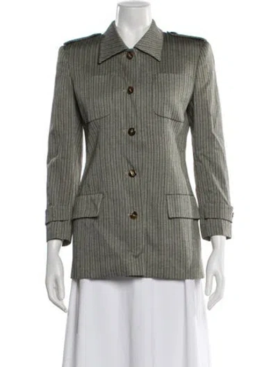 Pre-owned Valentino Wool Plaid Print Blazer In Green