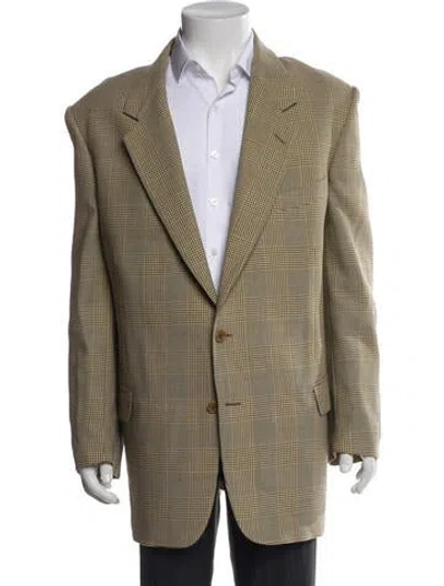 Pre-owned Valentino Wool Plaid Print Blazer In Neutral