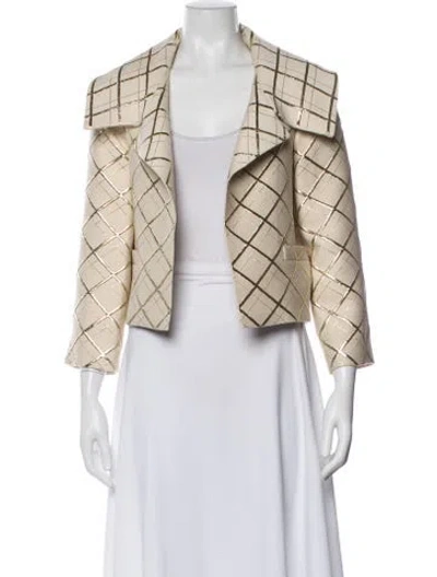 Pre-owned Valentino Wool Plaid Print Blazer W/ Tags In Neutral