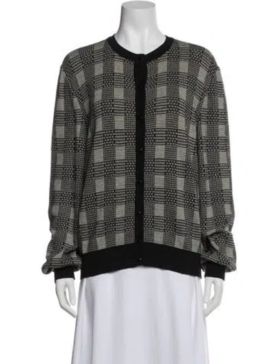 Pre-owned Valentino Wool Plaid Print Sweater In Black