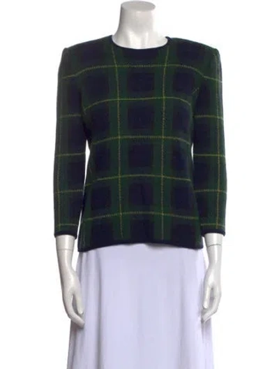 Pre-owned Valentino Wool Plaid Print Sweater In Green