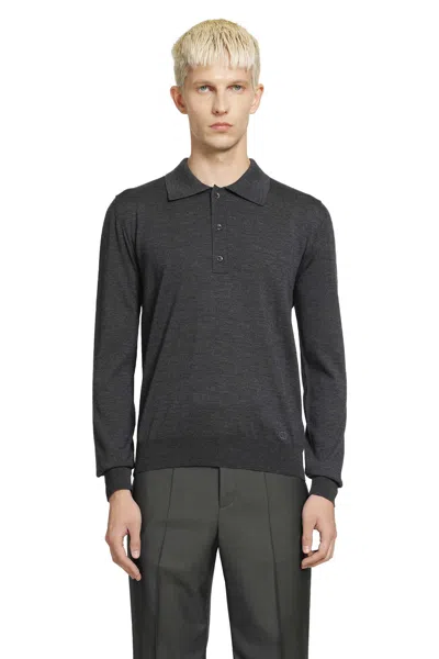 Valentino Wool Polo With Vlogo Embroidery In Black