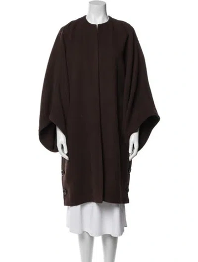 Pre-owned Valentino Wool Printed Coat In Brown