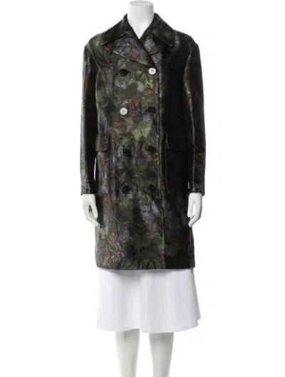 Pre-owned Valentino Wool Printed Coat In Green