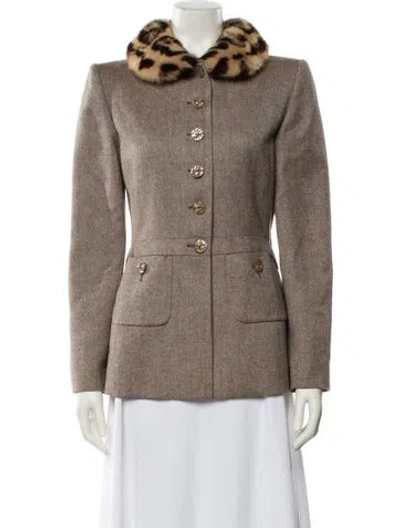 Pre-owned Valentino Wool Printed Evening Jacket In Brown
