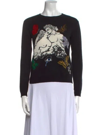 Pre-owned Valentino Wool Printed Sweater In Black