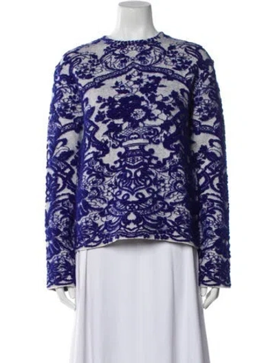 Pre-owned Valentino Wool Printed Sweater In Blue