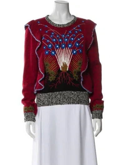 Pre-owned Valentino Wool Printed Sweater In Red