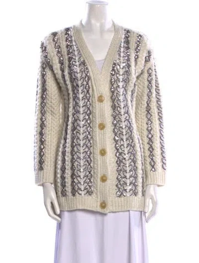 Pre-owned Valentino Wool Printed Sweater In White