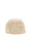 Valentino Women Beige Wool Rigid Turban Hat, Xs Luxury Hats For Women Darveys In Metallic