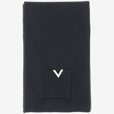 Valentino Wool Scarf In Black