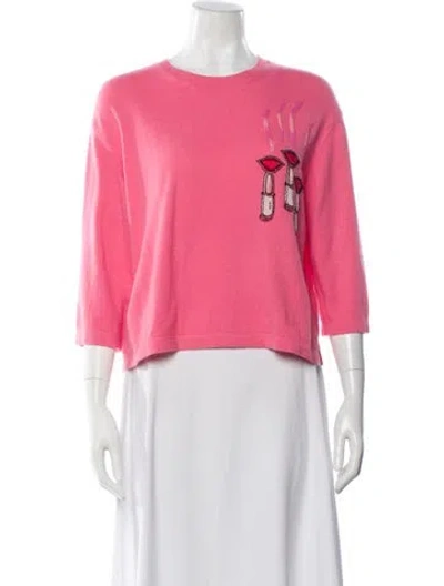 Pre-owned Valentino Wool Scoop Neck Sweater In Pink
