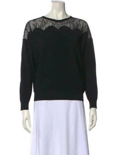 Pre-owned Valentino Wool Scoop Neck Sweatshirt In Black