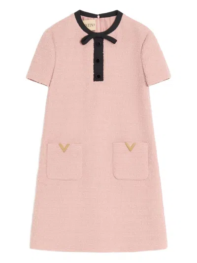 Valentino Wool Short Dress In Pink