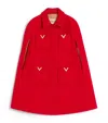 Valentino Garavani Drill Double Cape With V Gold Clothing In Red