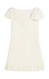 Valentino Ruffled Wool And Silk-blend Crepe Mini Dress In Ivory
