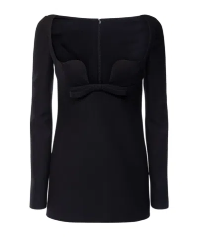 Valentino Wool  Silk Crepe Mini Dress In Black