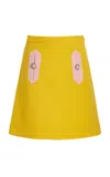 Valentino Contrast Seamed Short Wool Skirt In Multi