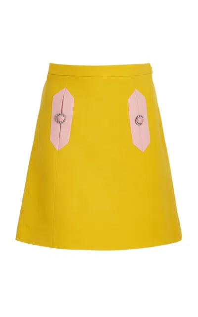 Valentino Wool And Silk Mini Skirt In Yellow