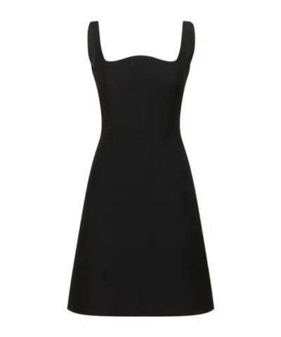Valentino Wool  Silk Crepe Open Back Midi Dress In Black