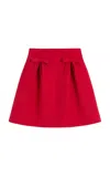 Valentino Bow-detailed Pleated Wool And Silk-blend Mini Skirt In Red