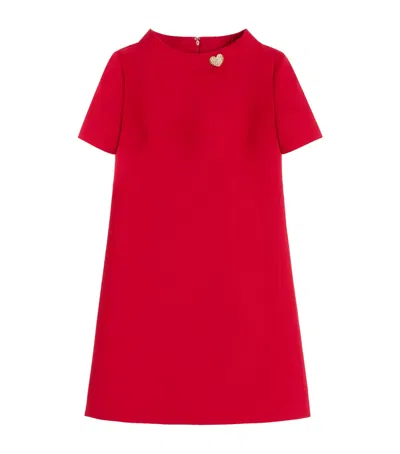 VALENTINO WOOL-SILK EMBELLISHED MINI DRESS