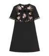 Valentino Floral Sequined Bow-neck Mini Dress