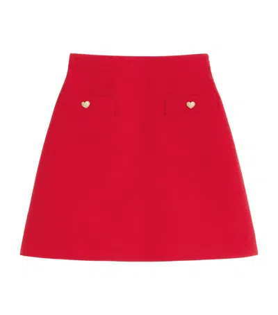 VALENTINO WOOL-SILK EMBELLISHED MINI SKIRT