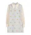 Valentino Wool-silk Embroidered Mini Dress In Blue