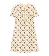 Valentino Floral Print Bow Keyhole Wool Mini Dress
