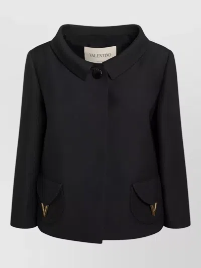 VALENTINO WOOL SILK JACKET FRONT POCKETS DETAIL