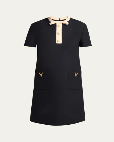 Valentino Wool-silk Mini Dress In Blue