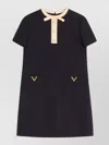 Valentino Silk And Wool Blend Short Sleeve Dress In Black
