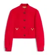 Valentino Drill Caban Jacket Decorative Buttons Pockets In Red