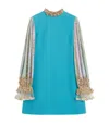 Valentino Besticktes Kurzes Crepe Couture Kleid Frau Multicolor 42 In Turquoise