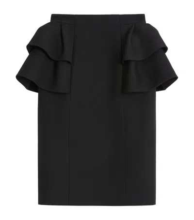 VALENTINO WOOL-SILK RUFFLED MIDI SKIRT