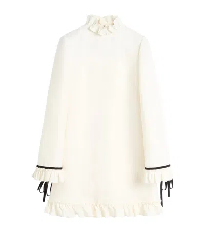 VALENTINO WOOL-SILK RUFFLED MINI DRESS