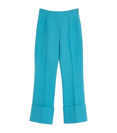 Valentino Wool-silk Trousers In Turquoise