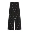 Valentino Bow-embellished Wool And Silk-blend Twill Wide-leg Pants In Black