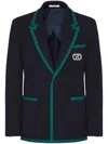Valentino Tailored Cotton Blend Blazer With Back Slit And Sharp Lapels