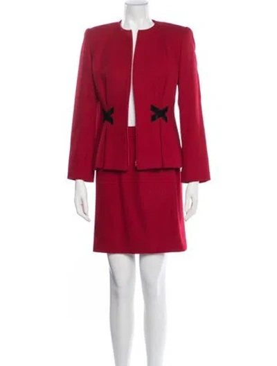 Pre-owned Valentino Wool Skirt Suit In Red