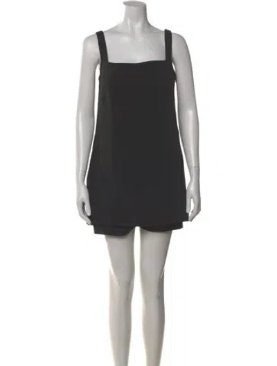 Pre-owned Valentino Wool Square Neckline Romper In Black